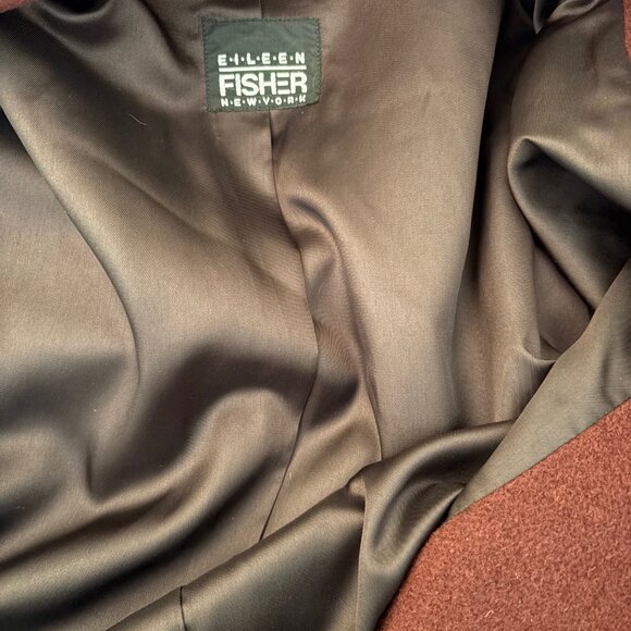 Vintage Eileen Fisher Wool Cashmere Fully Lined Oversized Blazer Coat Size Large - Picture 7 of 8